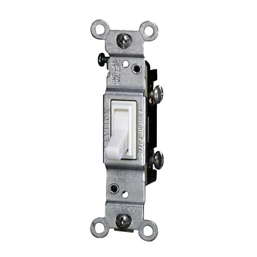 Leviton 15 Amp Single-Pole Toggle CO/ALR Switch, Grounding, White 2651-2W