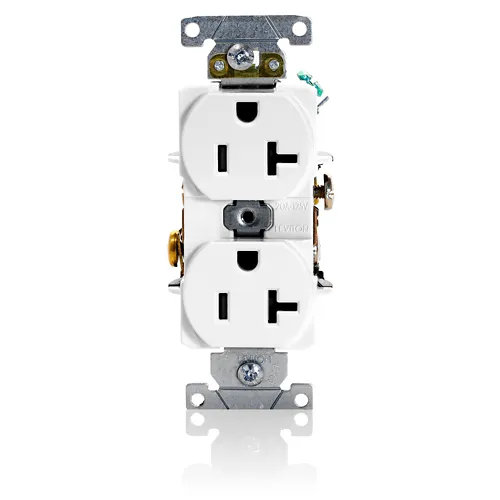 Leviton 20 Amp Duplex Receptacle/Outlet, Industrial Grade, Self-Grounding 5352-W