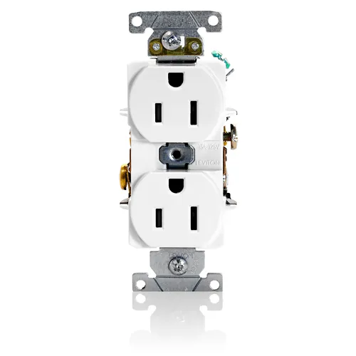 Leviton 15 Amp Duplex Receptacle/Outlet, Industrial Grade, Self-Grounding