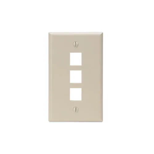 Leviton Single-Gang QUICKPORT™ Wall plate, 3-Port, Ivory 41080-3IP