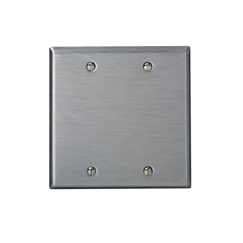 Leviton 2-Gang Blank Wallplate, Standard Size, Non-Magnetic Stainless Steel
