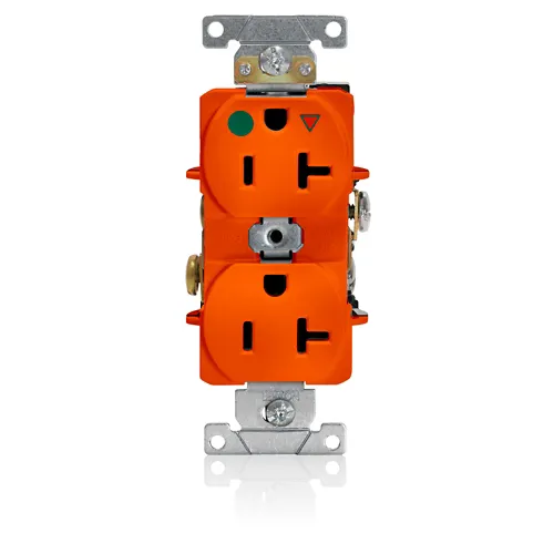 Leviton 20 Amp Narrow Body Duplex Receptacle/Outlet, Hospital Grade, Isolated Ground
