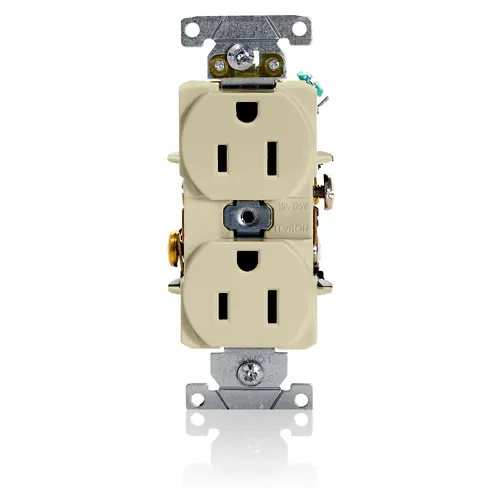 Leviton 15 Amp Duplex Receptacle/Outlet, Industrial Grade, Self-Grounding