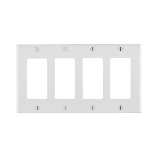 Leviton 4-Gang Decora/GFCI Device Wall plate, Standard Size, Thermoset, White 80412-W
