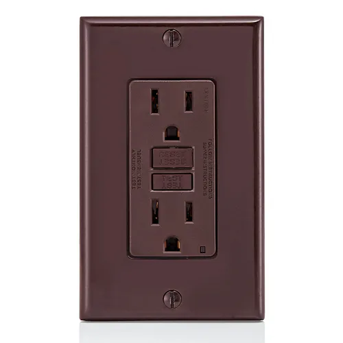 Leviton 15 Amp, Self-Test, Non-Tamper-Resistant Slim GFCI Outlet with LED Indicator Light GFNT1
