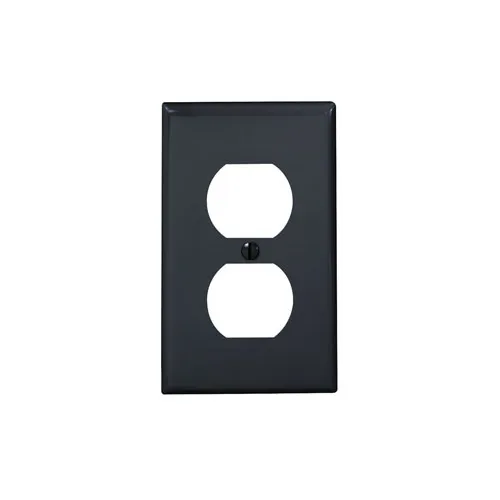 Leviton 80703-E 1-Gang Duplex Outlet/Receptacle Wall plate, Standard Size, Thermoplastic Nylon, Black