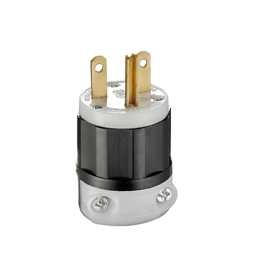 Leviton Straight Blade Plug, 15 Amp, 250 Volt, Industrial Grade - Black & White 5666-C
