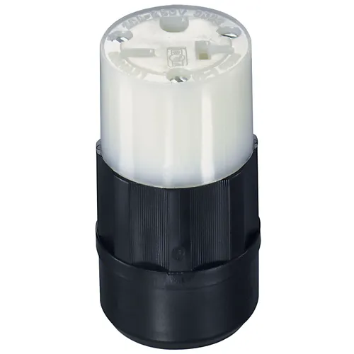 Leviton Straight Blade Connector, 20 Amp, 250 Volt, Industrial Grade - Black & White 5469-C