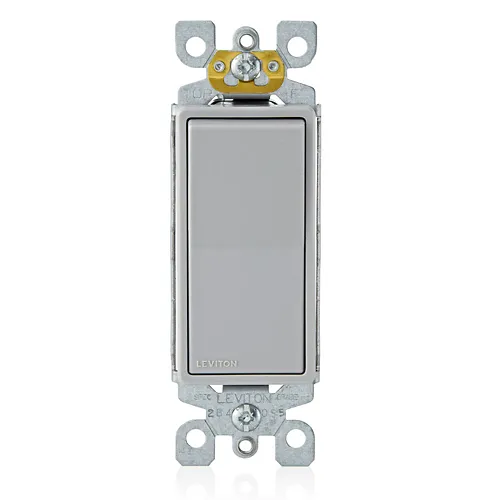 Leviton 15 Amp Decora Single-Pole Switch, Self-Grounding, Gray