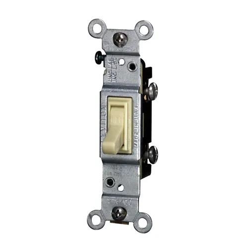 Leviton 2651-2I 15 Amp, 120 Volt, Toggle  Single-Pole AC Quiet Switch, Residential Grade, Grounding (Ivory)