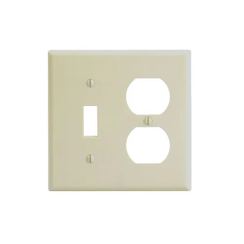 Leviton 2-Gang Wall plate, 1-Toggle 1-Duplex Combination, Standard Size, Thermoset, Ivory