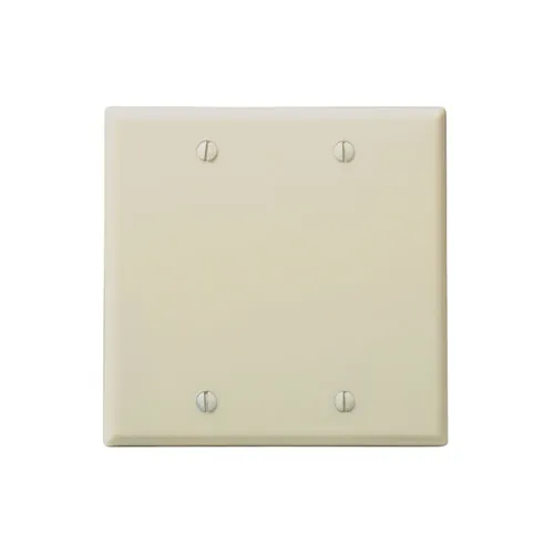 Leviton 2-Gang Blank Wall plate Standard Size, Thermoset, Ivory 86025