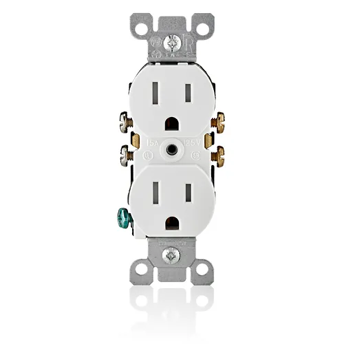 Leviton 15 Amp Tamper-Resistant Duplex Outlet/Receptacle, Grounding, White T5320-W
