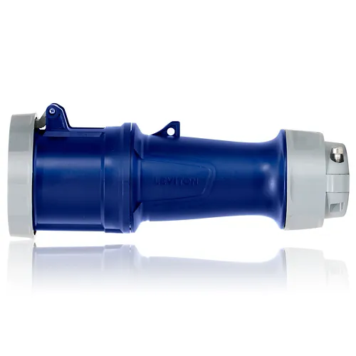 Leviton 60 Amp 250-Volt 3-Phase, 2P, 3-Watt IEC 60309-1 and 60309-2 Pin and Sleeve Connector Watertight, Blue 360C6WLEV