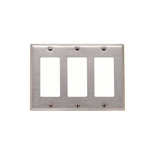 Leviton 3-Gang Decora Wall plate, Standard Size, Non-Magnetic Stainless Steel 84411-40