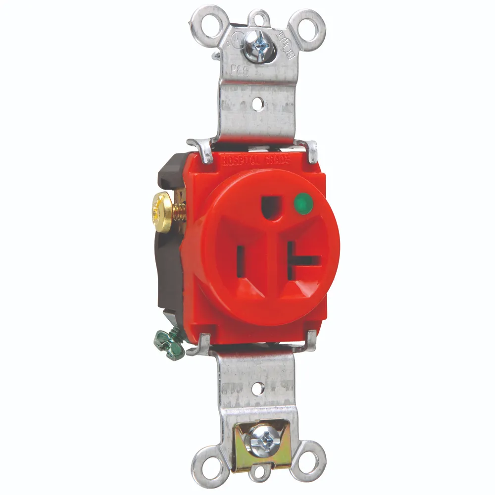 Leviton 8301-R Hospital Grade Single Receptacle 20A 125V Red