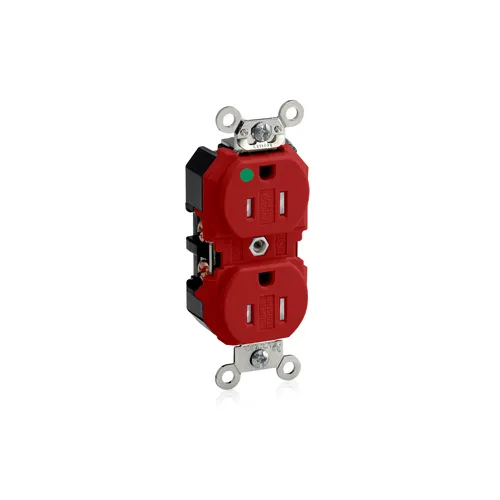 Leviton 8200-SGR 15A Duplex Receptacle/Outlet, Hospital Grade, Tamper-Resistant, Self-Grounding