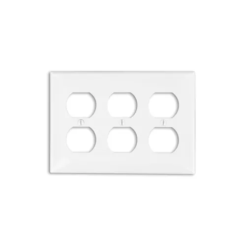 Leviton 3-Gang Duplex Outlet/Receptacle Wallplate, Standard Size, Thermoplastic Nylon, White 80730-W