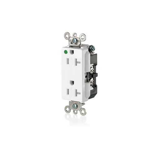Leviton 16362-SGW 20A Decora Plus Duplex Receptacle/Outlet, Hospital Grade, Tamper-Resistant, Self-Grounding