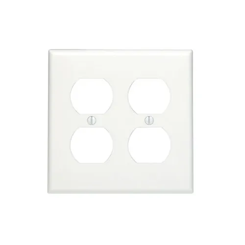 Leviton 2-Gang Duplex Outlet/Receptacle Wallplate, Standard Size, Thermoset, White 88016