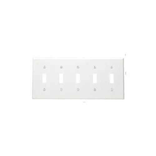 Leviton 5-Gang Toggle Switch Wallplate, Standard Size, Thermoset, White 88023