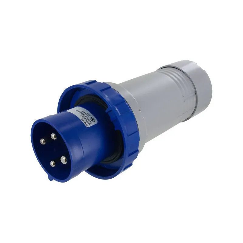 Techspan® SCM460P9W Watertight Plug, 250 V, 60 A, 3 Poles, 4 Wires, Blue