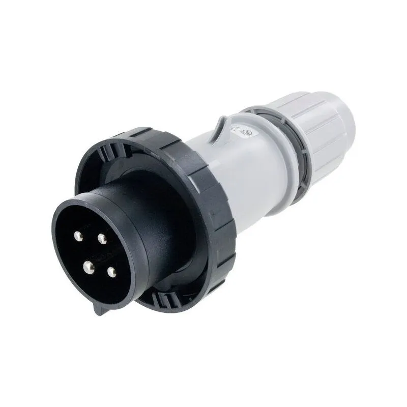 [SCM430P5W] Techspan® SCM430P5W EUREKA-HD Series 3-Phase Watertight Pin and Sleeve Plug, 600 V AC, 30 A, 3 Poles, 4 Wires, Black