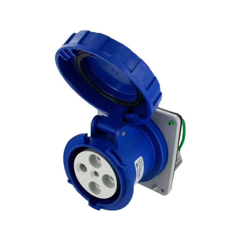 [SCM460R9W] Techspan® SCM460R9W Eureka Watertight Receptacle, 250 V, 60 A, 3 Poles, 4 Wires, Blue