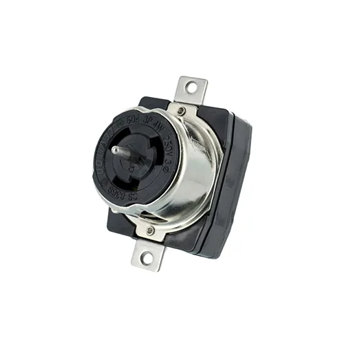 Leviton 50 Amp, 250 Volt, Black & White Locking Flush Mount Receptacle, Industrial Grade CS8369
