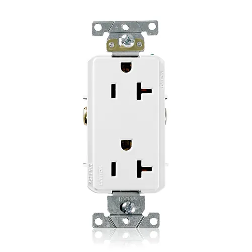 Leviton 20 Amp Decora Plus Duplex Receptacle/Outlet, Industrial Grade, Self-Grounding 16352-W