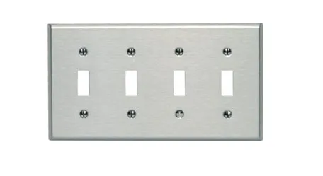 Leviton 84012-C Wall plate 4 Gangs Stainless Steel 2-3/4 in Lx 4-1/2 in W