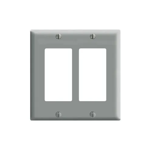 Leviton 2-Gang Decora/GFCI Device Wallplate/Standard Size, Thermoset, Gray 80409-GY