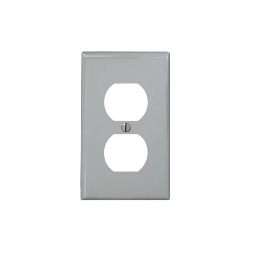 Leviton 1-Gang Duplex Outlet/Receptacle Wallplate, Standard Size, Thermoplastic Nylon, Gray 80703-GY