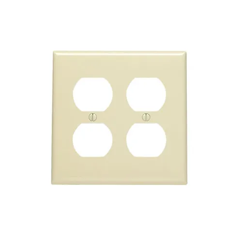 Leviton 2-Gang Duplex Outlet/Receptacle Wallplate, Standard Size, Thermoplastic Nylon, Ivory 80716-I