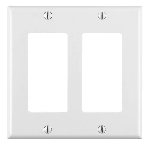 Leviton 2-Gang Decora/GFCI Device Wallplate, Standard Size, Thermoset, White 80409-W