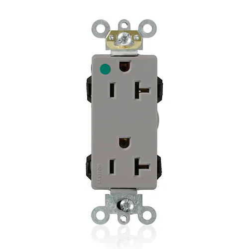 Leviton 20 Amp Lev-Lok® Decora Plus Duplex Receptacle/Outlet, Hospital Grade, Self-Grounding M1636-HGG