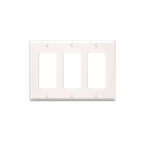 Leviton 3-Gang Decora Wallplate, Midway Size, Thermoplastic Nylon, White PJ263-W