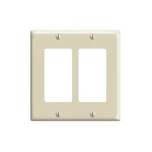Leviton 2-Gang Decora/GFCI Device Wallplate/Standard Size, Thermoset, Ivory 80409-I