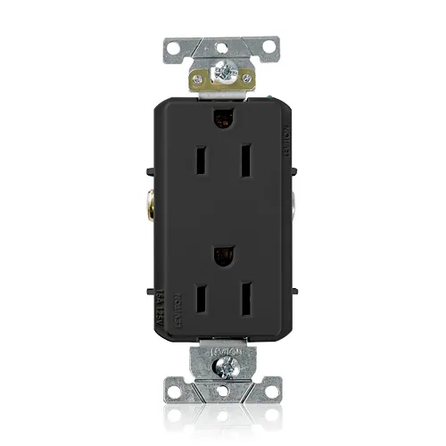 Leviton 15 Amp Decora Plus Duplex Receptacle/Outlet, Industrial Grade, Self-Grounding 16252-E