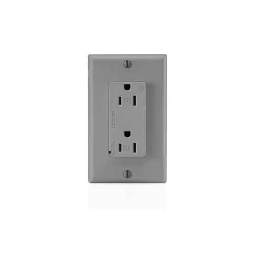 Leviton 15 Amp, 125 Volt, Decora Plus Surge Protective Duplex Receptacle Outlet, Commercial Grade T5280-GY