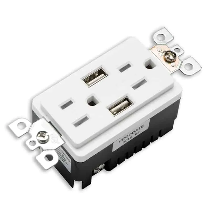 Votatec BAA-023D-WH 20A Tamper Resistant USB Charger & Duplex Receptacle