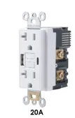 Votatec GFCI Self-Test Combination with USB In-Wall, Tamper Resistant (TR) 20A 4.8A 5VDC LED Indicator Output with USB Charger, White Wall Plate Included BCG-004U
