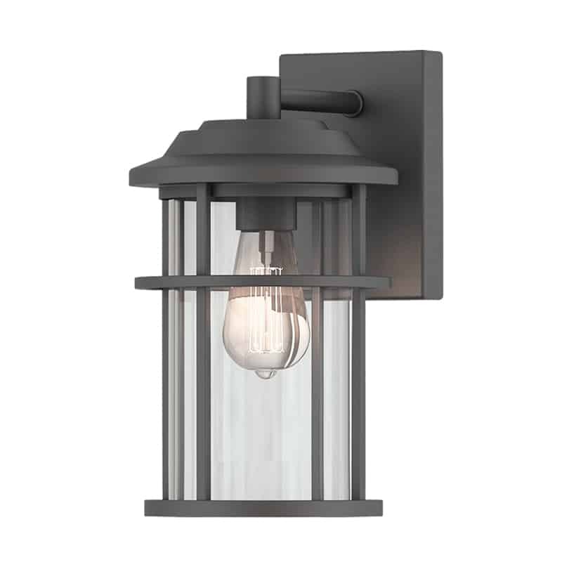 [14641 (Meduim)] Votatec 14641, LED Wall Light, Meduim, SOL Collection, 60W, 1xE26, Black, Clear Glass, Steel, Down Install