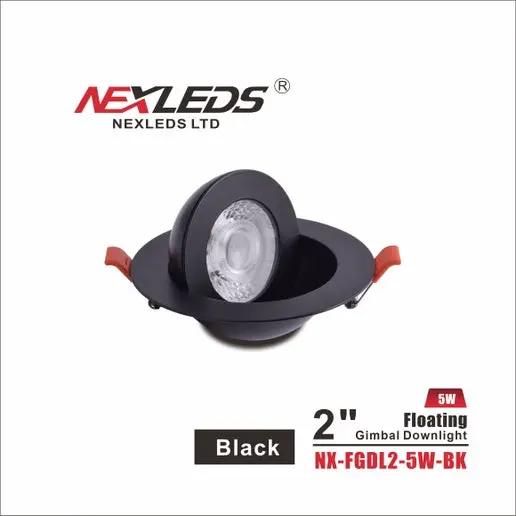 [NX-FGDL2-5W-BK] Nexleds 2" Floating Gimbal Downlight (Black)