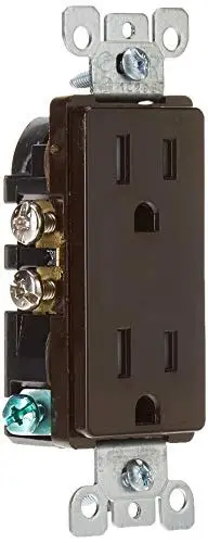 Leviton 15 Amp Decora Tamper-Resistant Duplex Outlet/Receptacle, Grounding, Brown