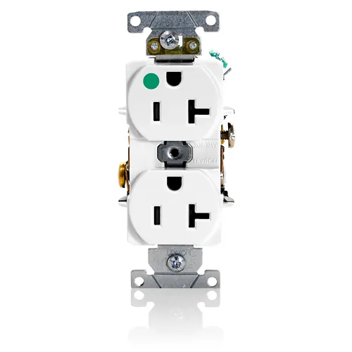 Leviton 20 Amp Duplex Receptacle/Outlet, Hospital Grade, Self-Grounding 8300-HW