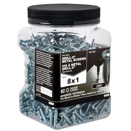 #8 x 1-inch Square Drive Pan Sock Drill-X Metal Screw, Zinc Plated - 100pcs