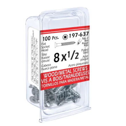 #8 x 1/2-in Flat Head Square Drive Steel Wood Screws, Zinc-Plated, 100pcs