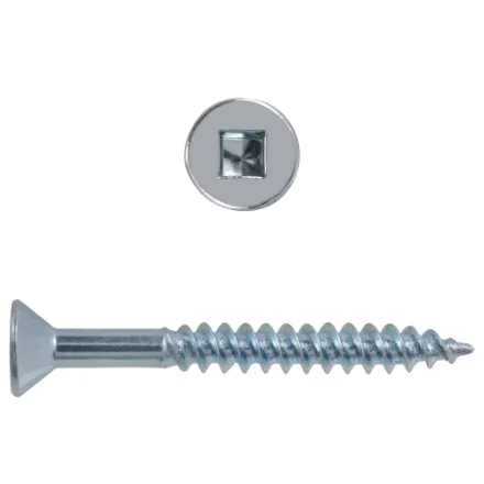 #8 x 1-1/2-in Flat Head Square Drive Steel Wood Screws, Zinc-Plated, 100pcs