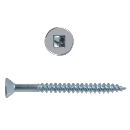#8 x 2-in Flat Head Square Drive Steel Wood Screws, Zinc-Plated, 100pcs